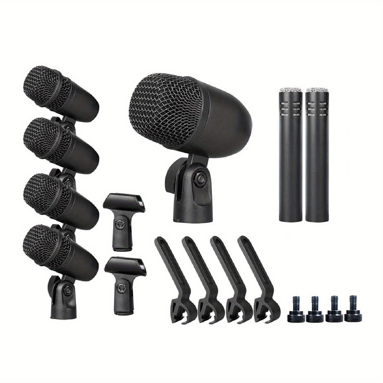 5\u002F7 Sets of All Metal Dynamic Drum Microphones - Suitable for Professional Drum Recording Using Kick, Tom\u002F Snale, And Cymbal Microphones, Equipped with Microphone Clips
