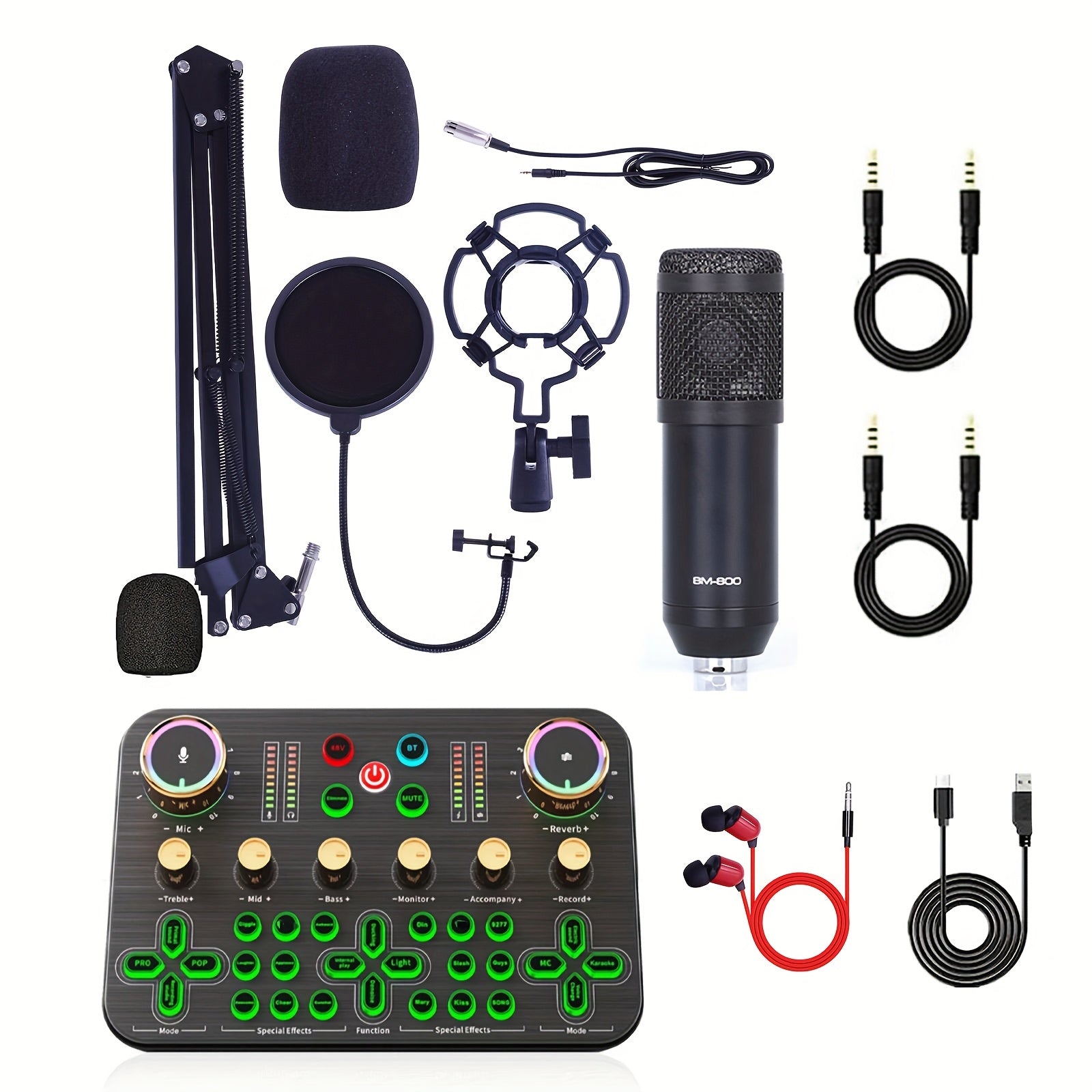 Home Studio Recording Kit Podcast Music Mixer Equipment Condenser Microphone Set