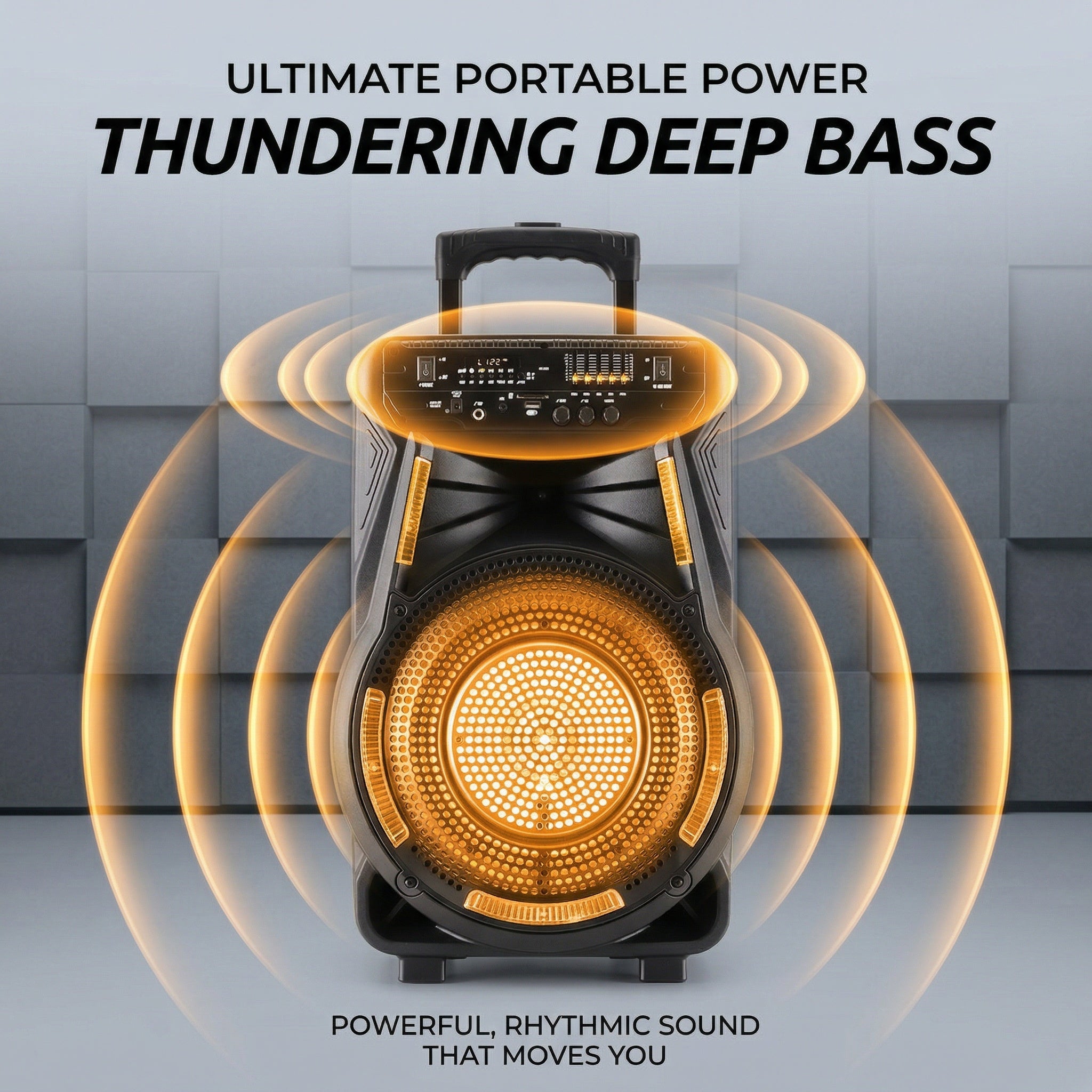 12” Bluetooth Party Speaker with Microphone & LED Lights, 6800W Portable Rechargeable PA System with Trolley and Wheels, FM\u002FUSB\u002FTF\u002FAUX, TWS Stereo Sound for Outdoor Party, Karaoke, Events