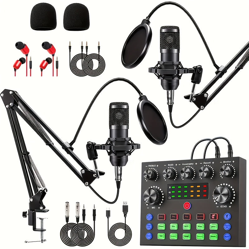 Home Studio Recording Kit Podcast Music Mixer Equipment Condenser Microphone Set