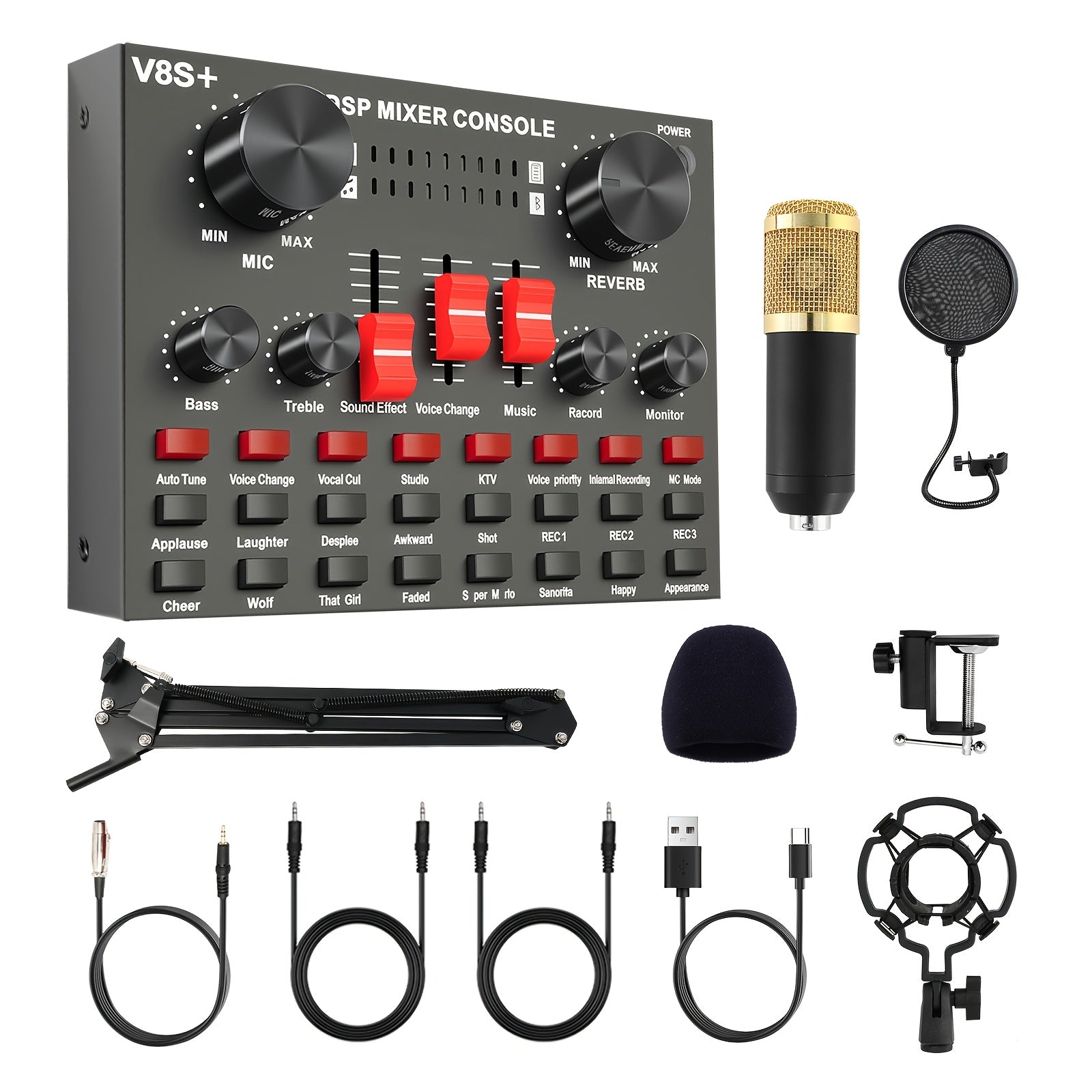 Home Studio Recording Kit Podcast Music Mixer Equipment Condenser Microphone Set
