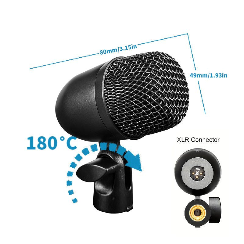 5\u002F7 Sets of All Metal Dynamic Drum Microphones - Suitable for Professional Drum Recording Using Kick, Tom\u002F Snale, And Cymbal Microphones, Equipped with Microphone Clips