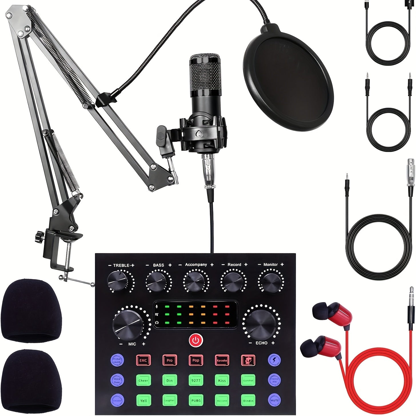 Home Studio Recording Kit Podcast Music Mixer Equipment Condenser Microphone Set