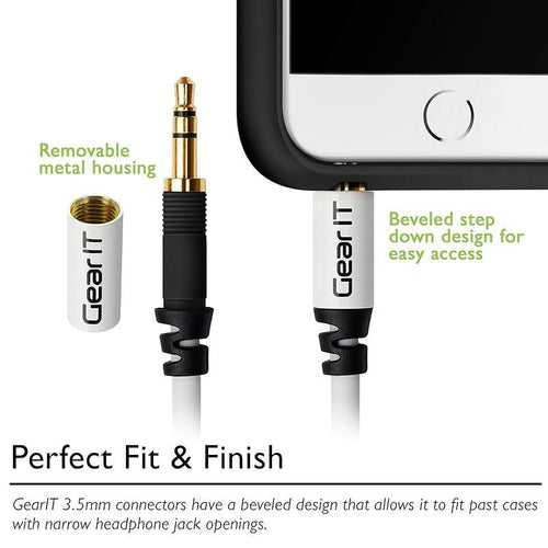 3ft 3.5mm Splitter . GearIT 10-Pack Pro Series Preminun Gold Plated 3 Feet 3.5mm Auxiliary Audio Stereo Y Headphone Extension Male to 2X Female Cable for Heaphones . Car Stereo . iPods . iPhones . White