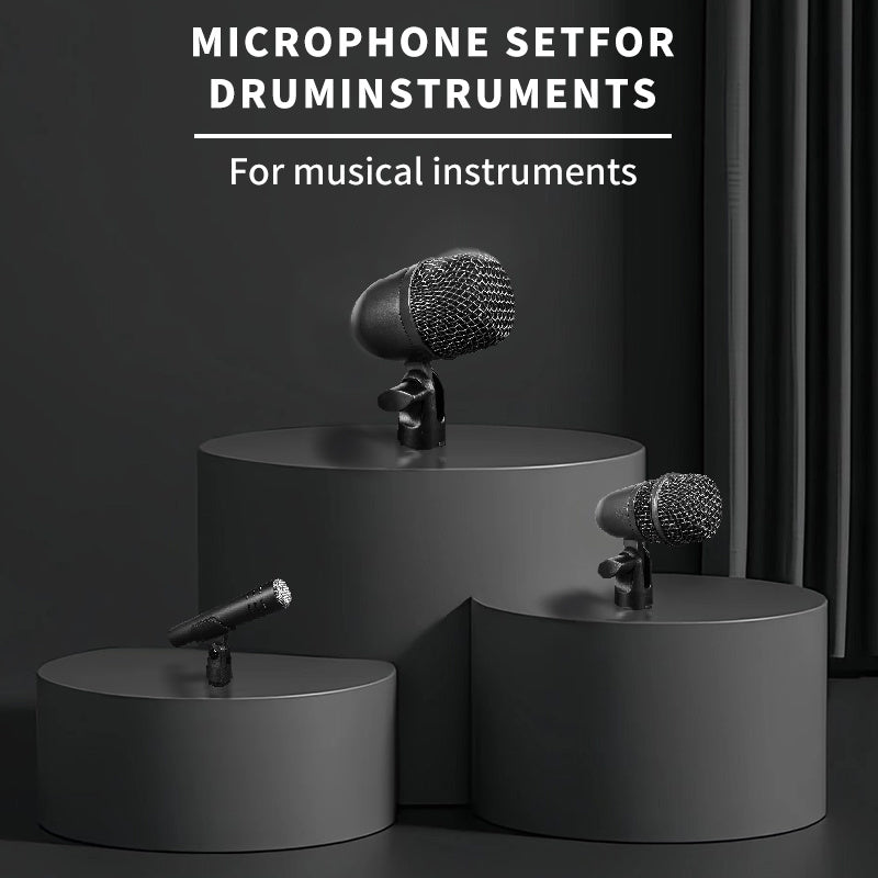 5\u002F7 Sets of All Metal Dynamic Drum Microphones - Suitable for Professional Drum Recording Using Kick, Tom\u002F Snale, And Cymbal Microphones, Equipped with Microphone Clips